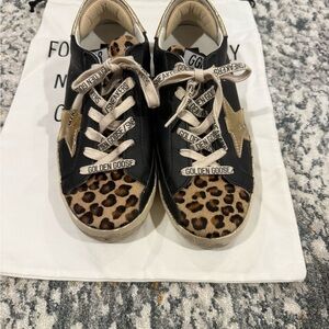 Golden Goose  Black & Gold Leopard-Print Superstar Sneakers